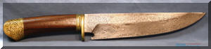Damascus Blade Fighting Knife with Leather Sheath